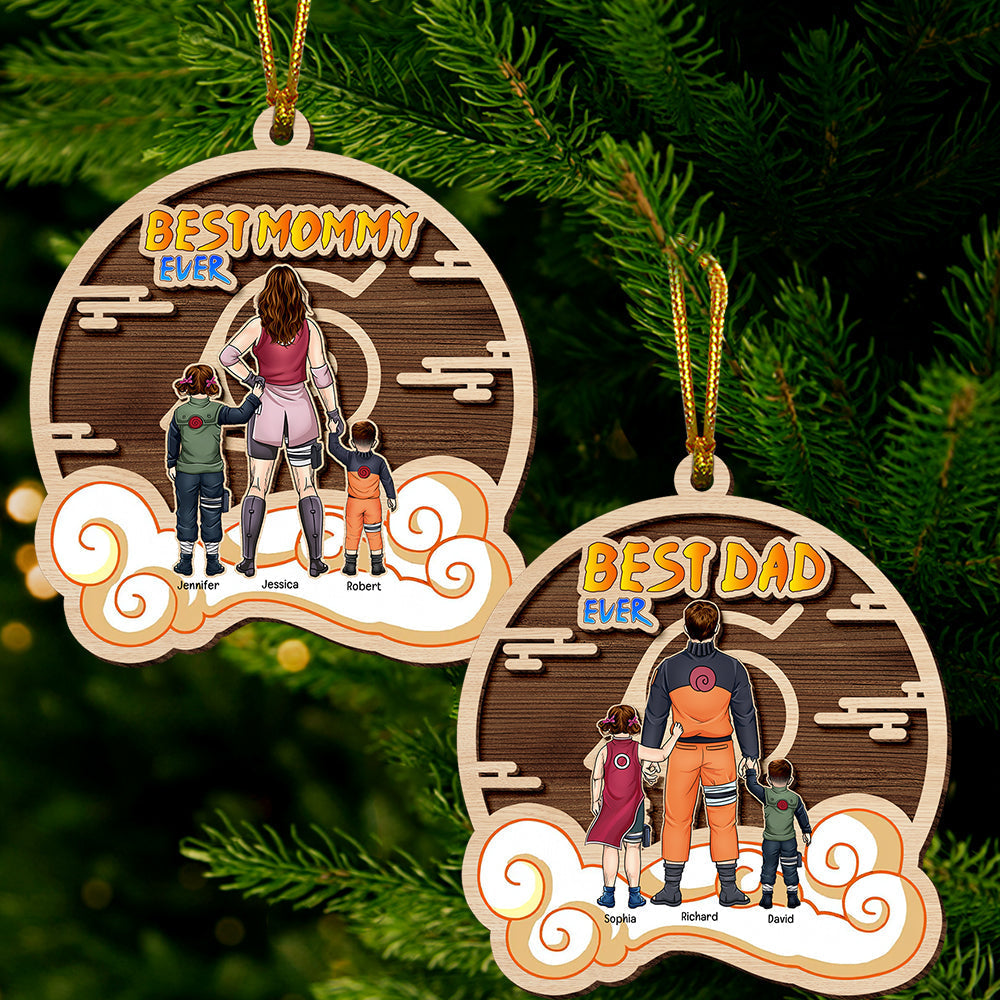 Personalized 'Best Dad Ever' Anime Inspired Wood Ornament Ornament PopCulturePrints
