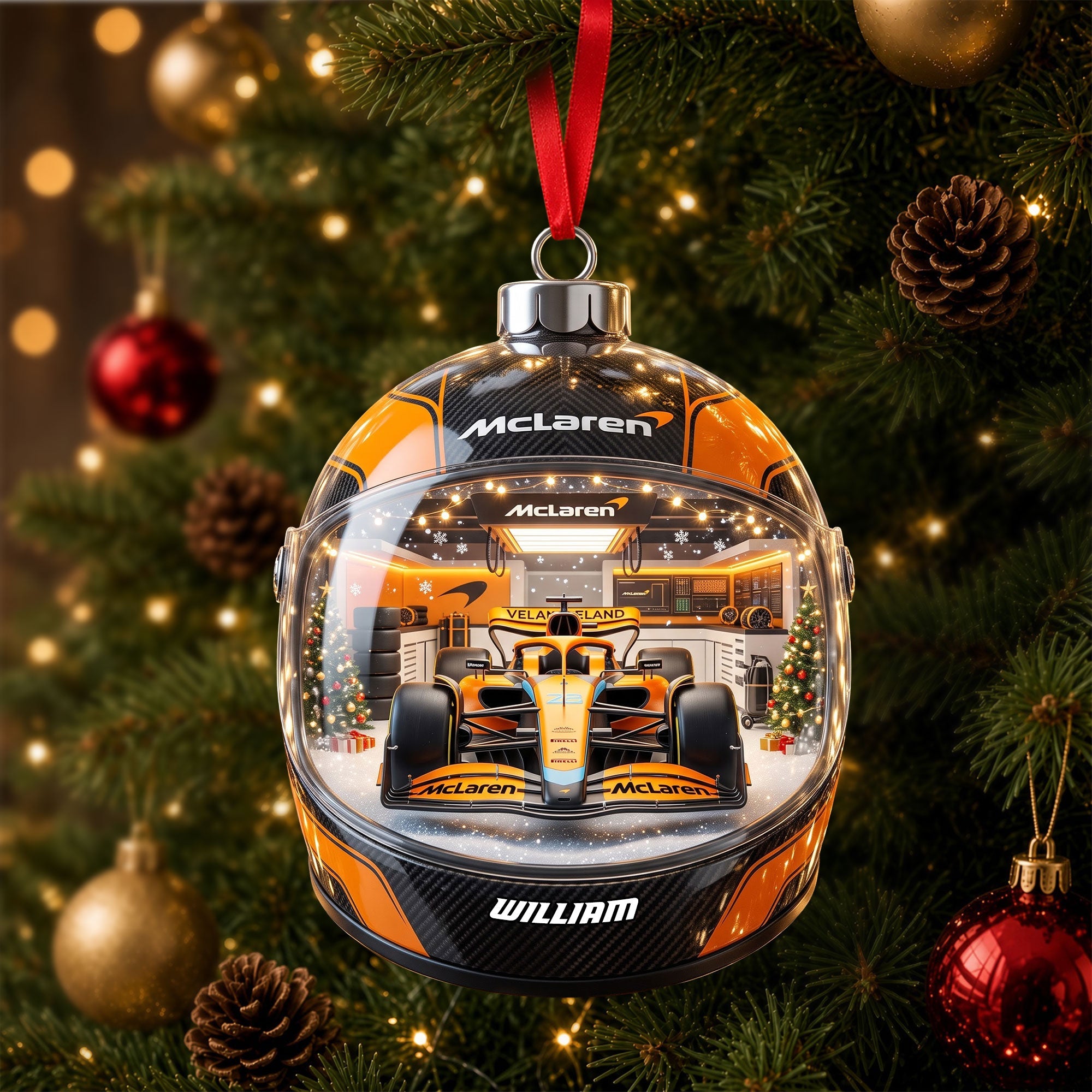 “Race Into the Holidays!” - Personalized Legend Teams Acrylic Ornament - Custom Gift for Motorsport Enthusiasts