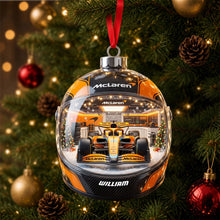 Load image into Gallery viewer, “Race Into the Holidays!” - Personalized Legend Teams Acrylic Ornament - Custom Gift for Motorsport Enthusiasts

