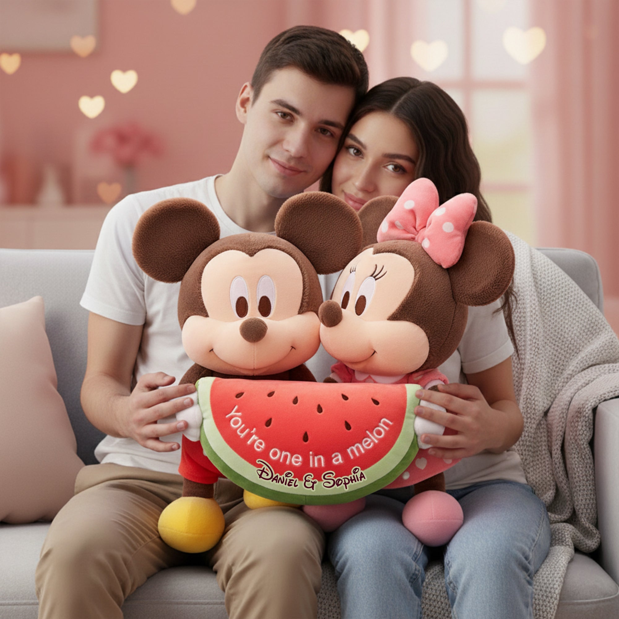 You're One in a Melon - Adorable Watermelon Couple Pillow Pillow PopCulturePrints