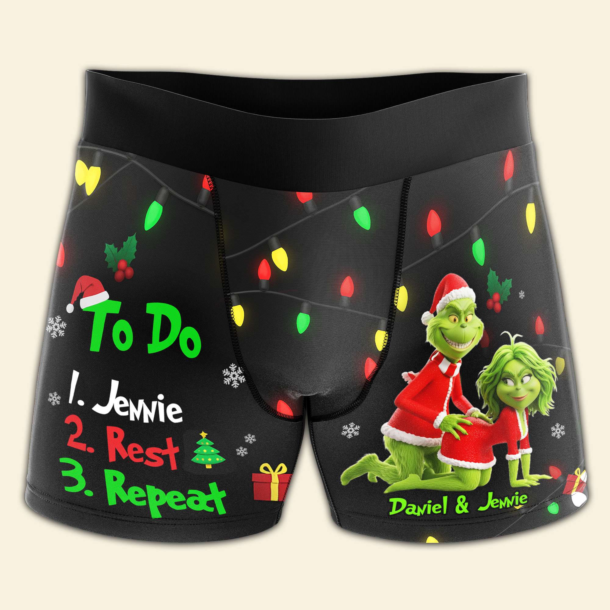 Grumpy Couple Christmas Boxers – A Fun Personalized Gift for Him Boxer Briefs PopCulturePrints