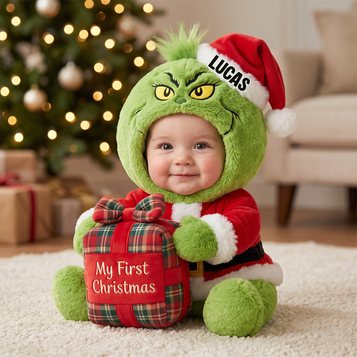 Baby First Christmas Lovely Mischief Pillow - Custom Photo Christmas Gifts For Kids 02pgtn141026 Pillow PopCulturePrints