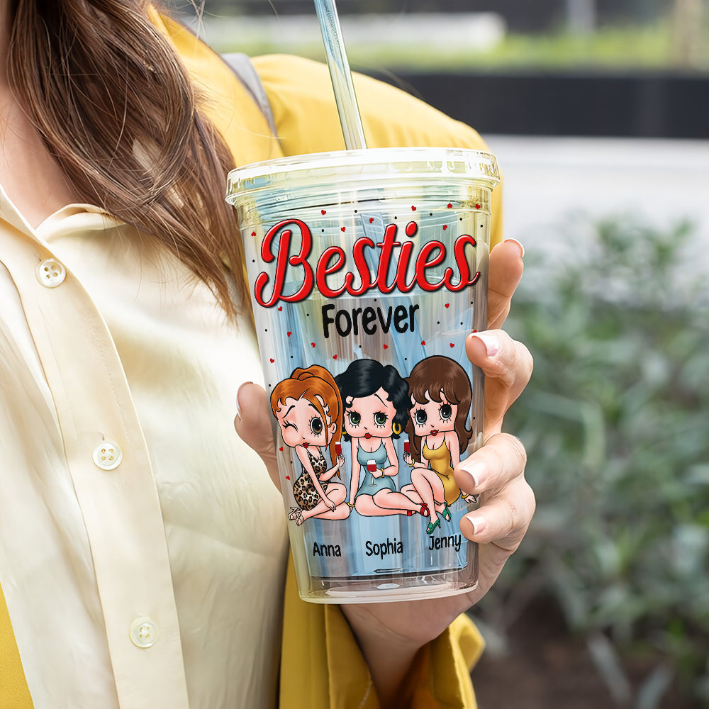Personalized Besties Forever Acrylic Tumbler - Drunk Friends Gift Tumbler Cup PopCulturePrints