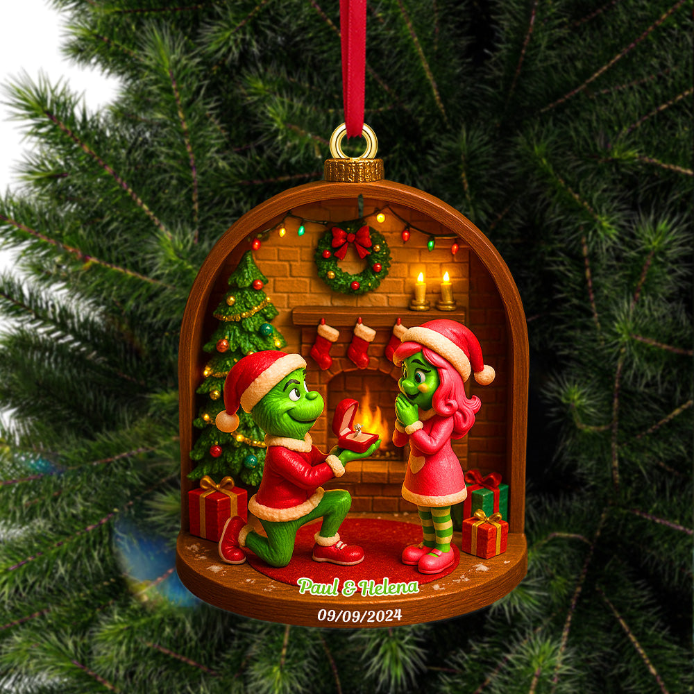 "Celebrate Love This Christmas with Our Personalized Grinch Ornament" - Custom Acrylic Ornament for Couples Ornament PopCulturePrints