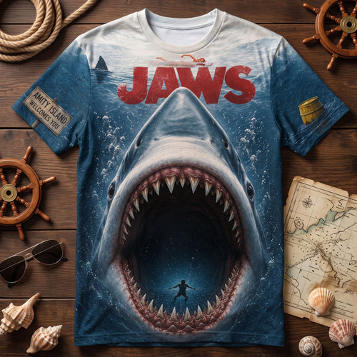 “Dive into Adventure” - Scary Blue Ocean Shirt - Personalized Gift for Ocean Lovers AOP Products PopCulturePrints