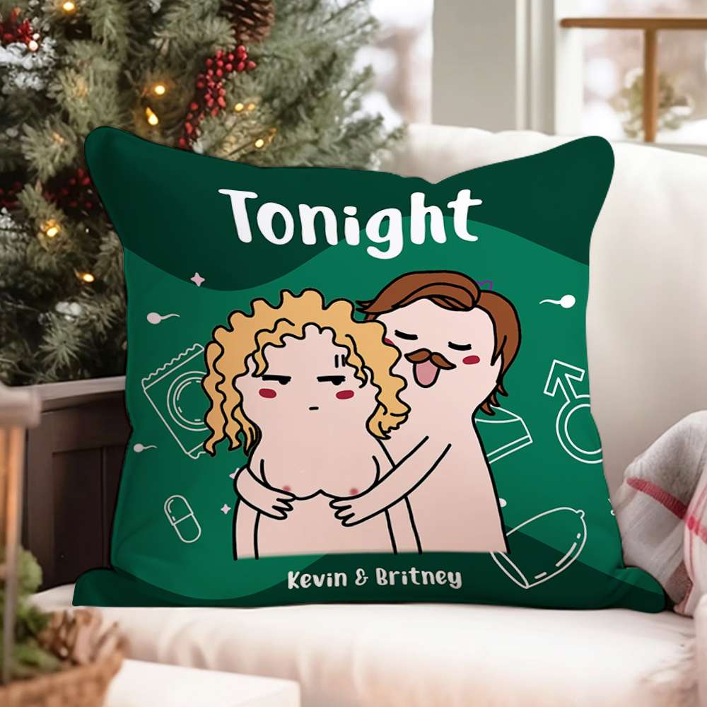 Tonight/Not Tonight Personalized Couple Pillow Set