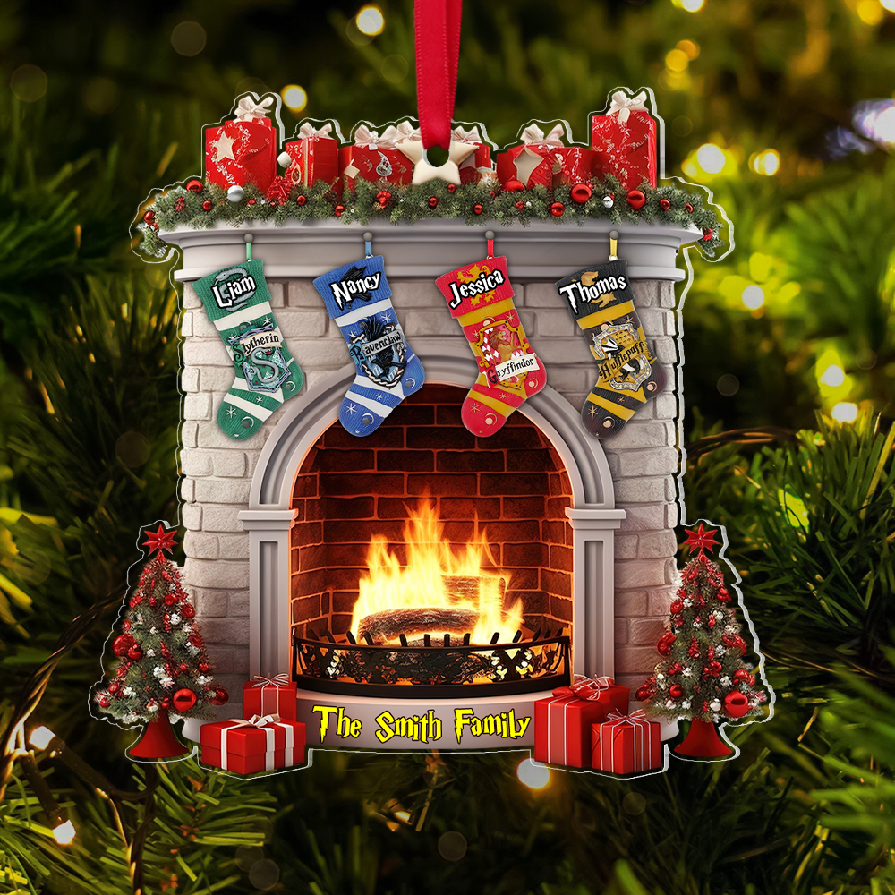 Custom Family Name Wizard Stocking Fireplace Ornament