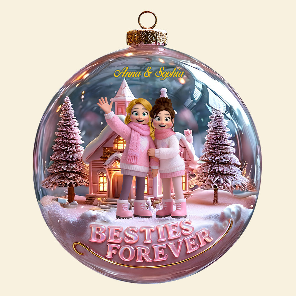 "Besties Forever!" – Personalized Girly Friendship Acrylic Ornament - Custom Gift for Friends, Sisters, BFFs Ornament PopCulturePrints
