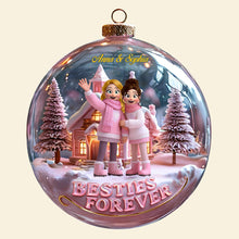 Load image into Gallery viewer, &quot;Besties Forever!&quot; – Personalized Girly Friendship Acrylic Ornament - Custom Gift for Friends, Sisters, BFFs Ornament PopCulturePrints

