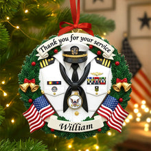 Load image into Gallery viewer, &quot;Thank you for your service&quot; - Military Appreciation Christmas Ornament - Personalized Gift for Veterans Ornament PopCulturePrints
