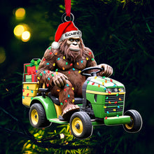 Load image into Gallery viewer, Personalized Bigfoot Lawn Tractor Christmas Ornament Ornament PopCulturePrints
