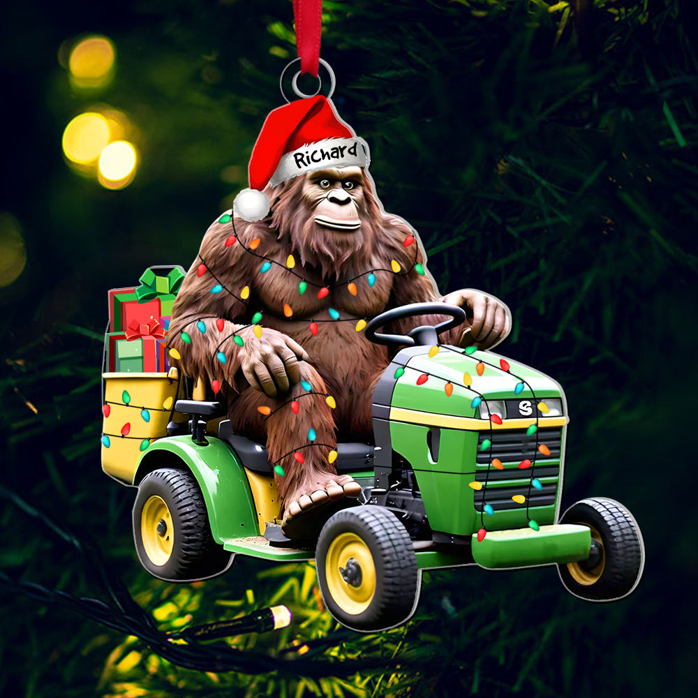 Personalized Bigfoot Lawn Tractor Christmas Ornament Ornament PopCulturePrints