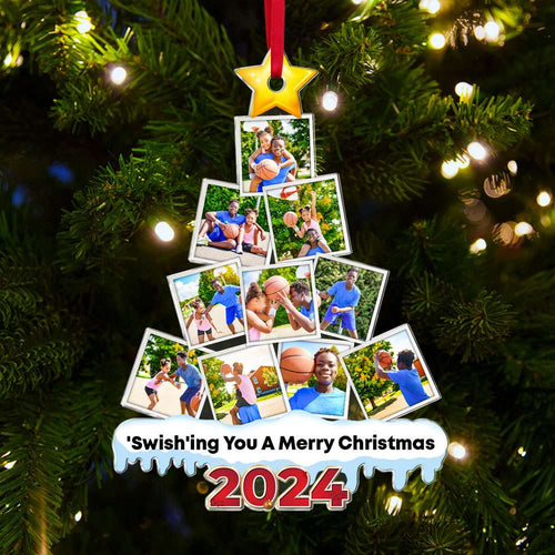 Personalized Basketball Photo Christmas Tree Ornament - Custom Gift for Players Ornament PopCulturePrints