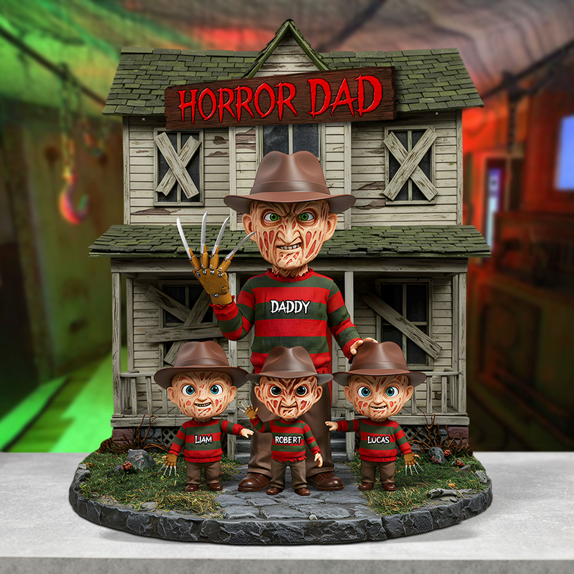 "Horror Dad: The Legendary Nightmare" - Custom Personalized Plaque For Dad Shaped Plaques PopCulturePrints