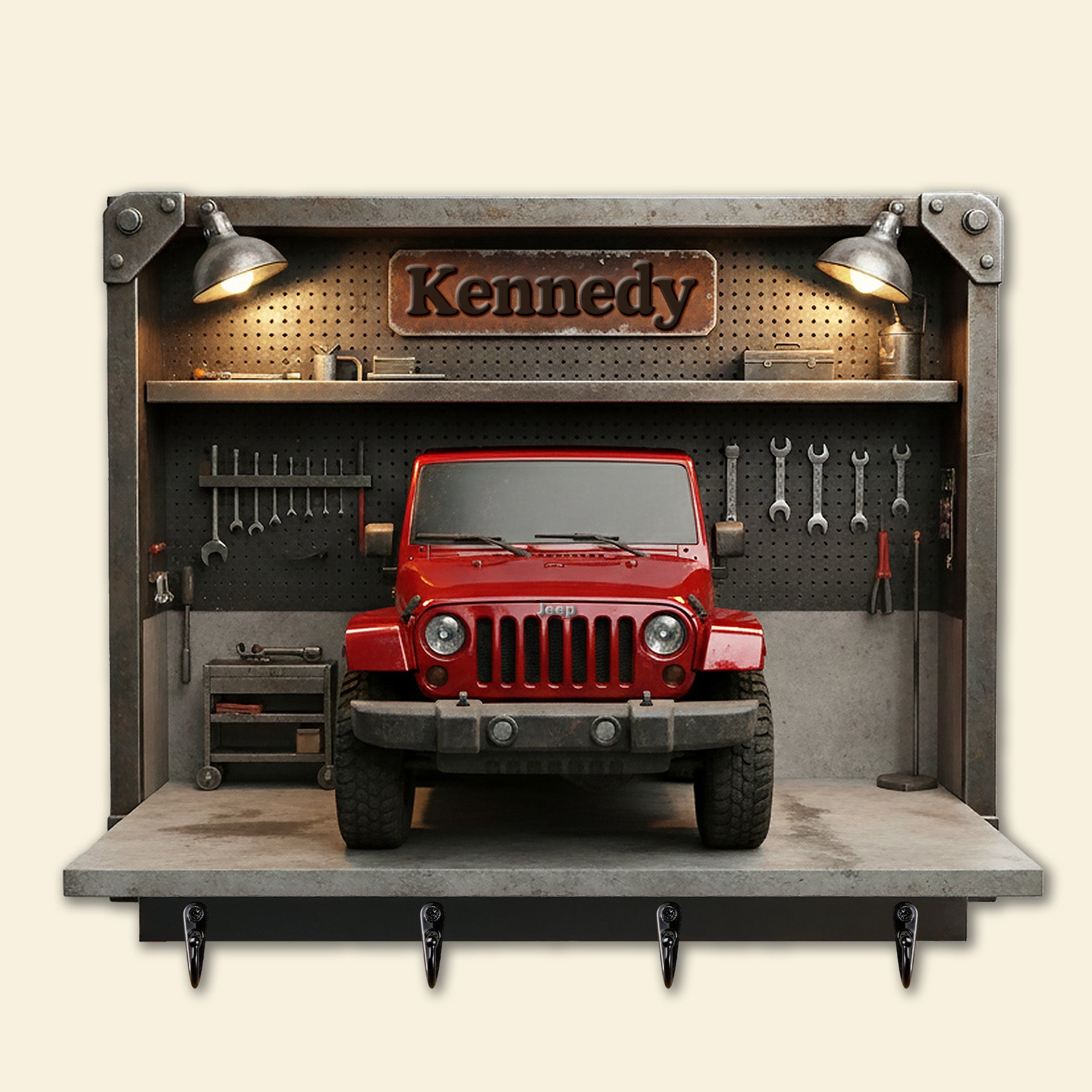 "Rev Up Your Space!" - Off-Road Car Wood Key Hanger - Personalized Gifts for Off-Road Car Lovers Wood Sign PopCulturePrints