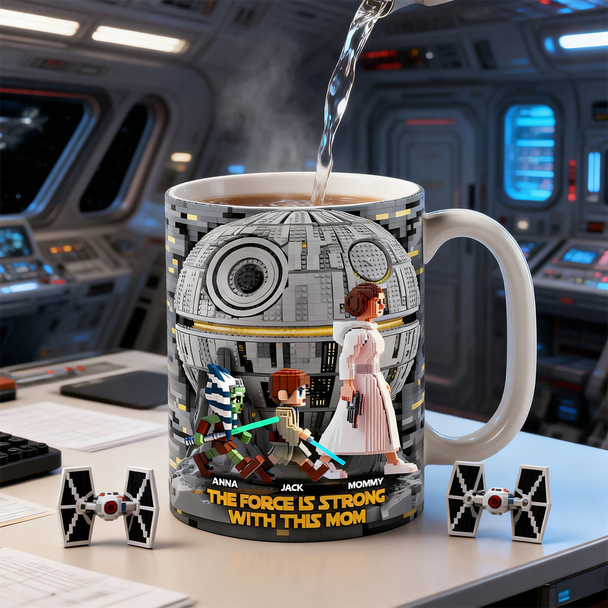 The Force Is Strong with This Mom - Personalized Coffee Mug for Mom, Grandma, and More! Coffee Mug PopCulturePrints