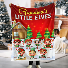 Load image into Gallery viewer, Grandma&#39;s Little Elves Personalized Christmas Blanket Blanket PopCulturePrints
