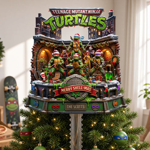 “Cowabunga, Christmas Cheer!” - Merry Shell Mas Tree Topper - Personalized Gift for TMNT Fans Ornament PopCulturePrints