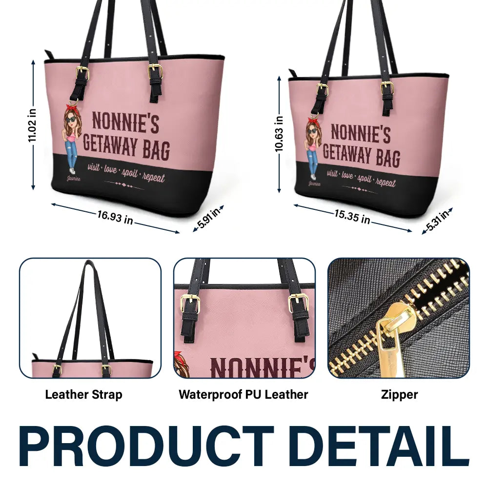 My Grandkids Warm My Heart - Personalized Wood Sign Gift for Grandma Leather Tote Bag PopCulturePrints