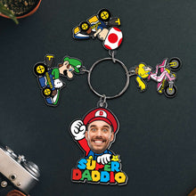 Load image into Gallery viewer, Super Dad Personalized Keychain - Fun Gaming Characters Keychains PopCulturePrints
