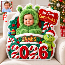 Load image into Gallery viewer, Celebrate the Magic: Baby's First Christmas Personalized Photo Pillow - Perfect Gift for New Parents
