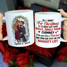 Load image into Gallery viewer, Personalized Naughty List Christmas Mug for Couples Coffee Mug PopCulturePrints
