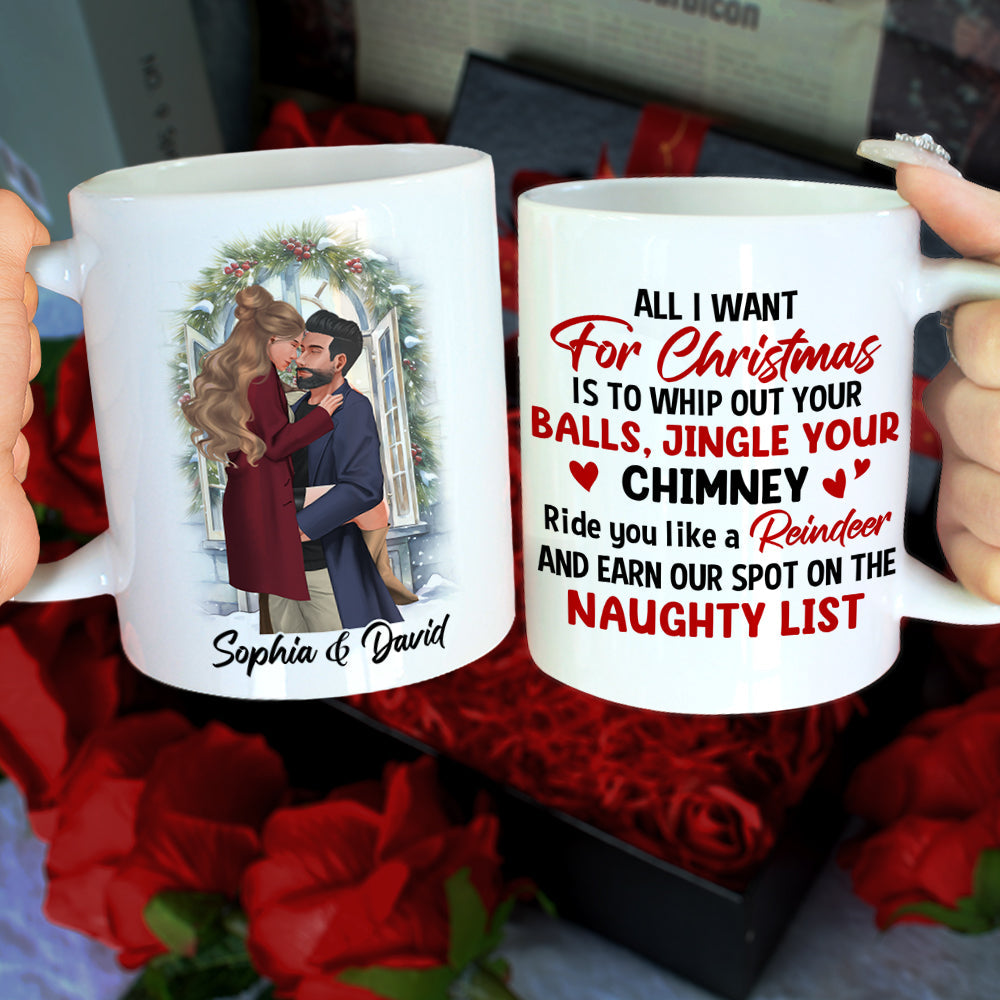 Personalized Naughty List Christmas Mug for Couples Coffee Mug PopCulturePrints