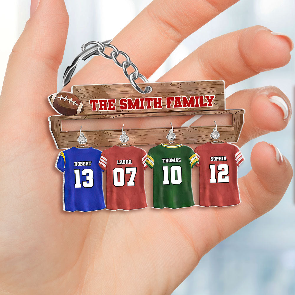 Custom Football Family Keychain - Personalized Team Jerseys Keychains PopCulturePrints