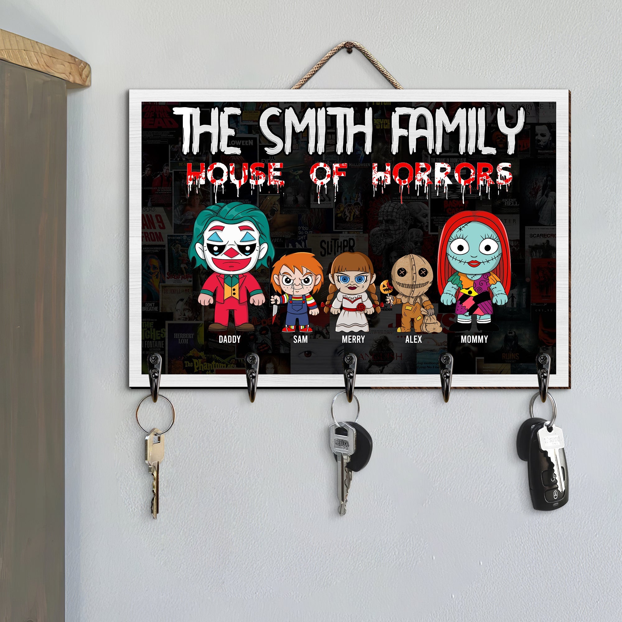 Custom Horror Family Wood Key Hanger Wood Sign PopCulturePrints