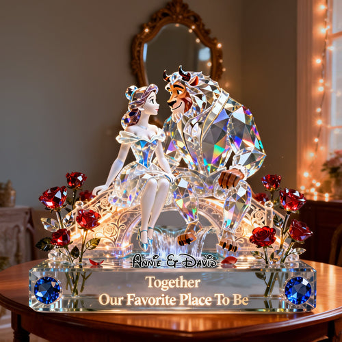 Together, Our Favorite Place To Be - Custom Crystal Couple Acrylic Plaque Shaped Plaques PopCulturePrints