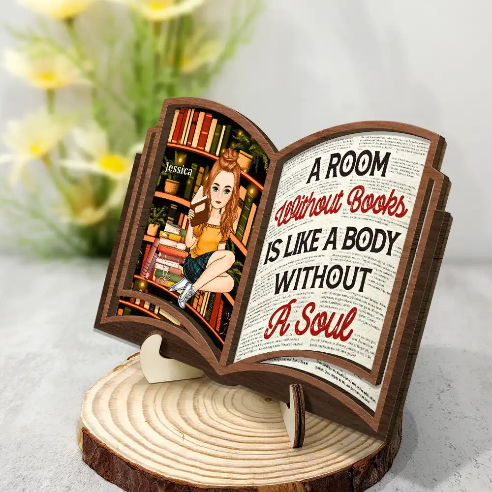 Reading Between The Pages Of A Book Is My Favorite Place To Be - Personalized 2-Layered Wooden Plaque Wooden Plaque PopCulturePrints