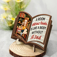 Load image into Gallery viewer, Reading Between The Pages Of A Book Is My Favorite Place To Be - Personalized 2-Layered Wooden Plaque Wooden Plaque PopCulturePrints
