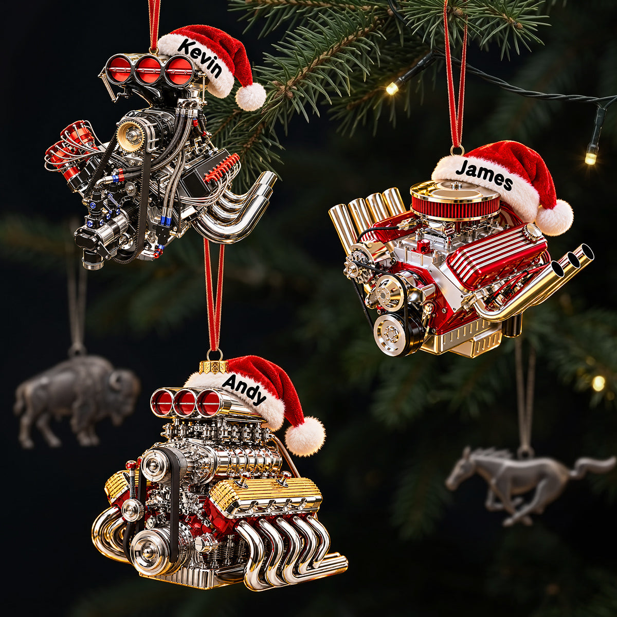 Rev Up the Holidays! Personalized Drag Racing V8 Engine Ornament - Perfect Gift for Racing Fans Ornament PopCulturePrints