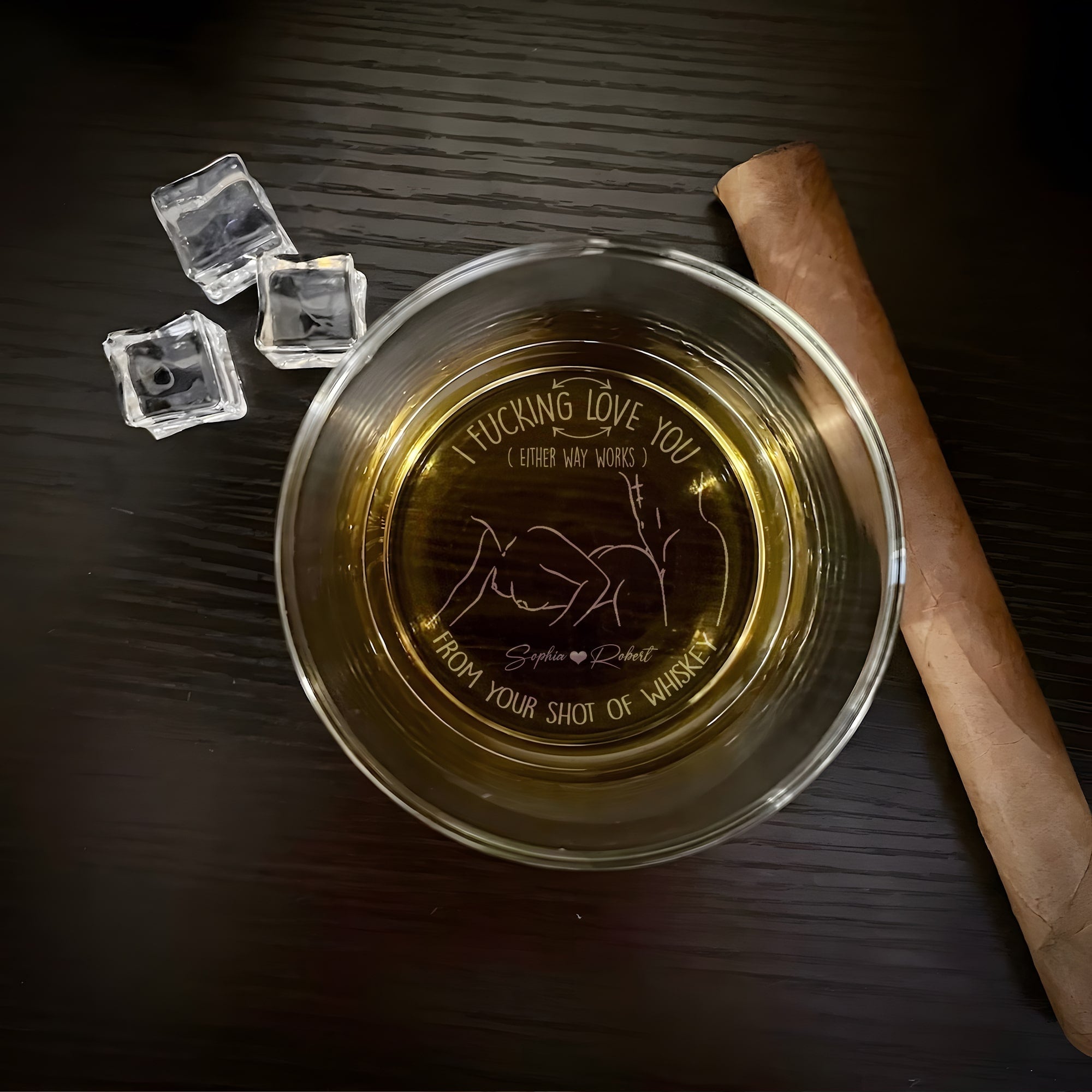 Personalized Love Whiskey Glass - Unique Romantic Valentine’s Day Gifts for Couples Whiskey Glass PopCulturePrints