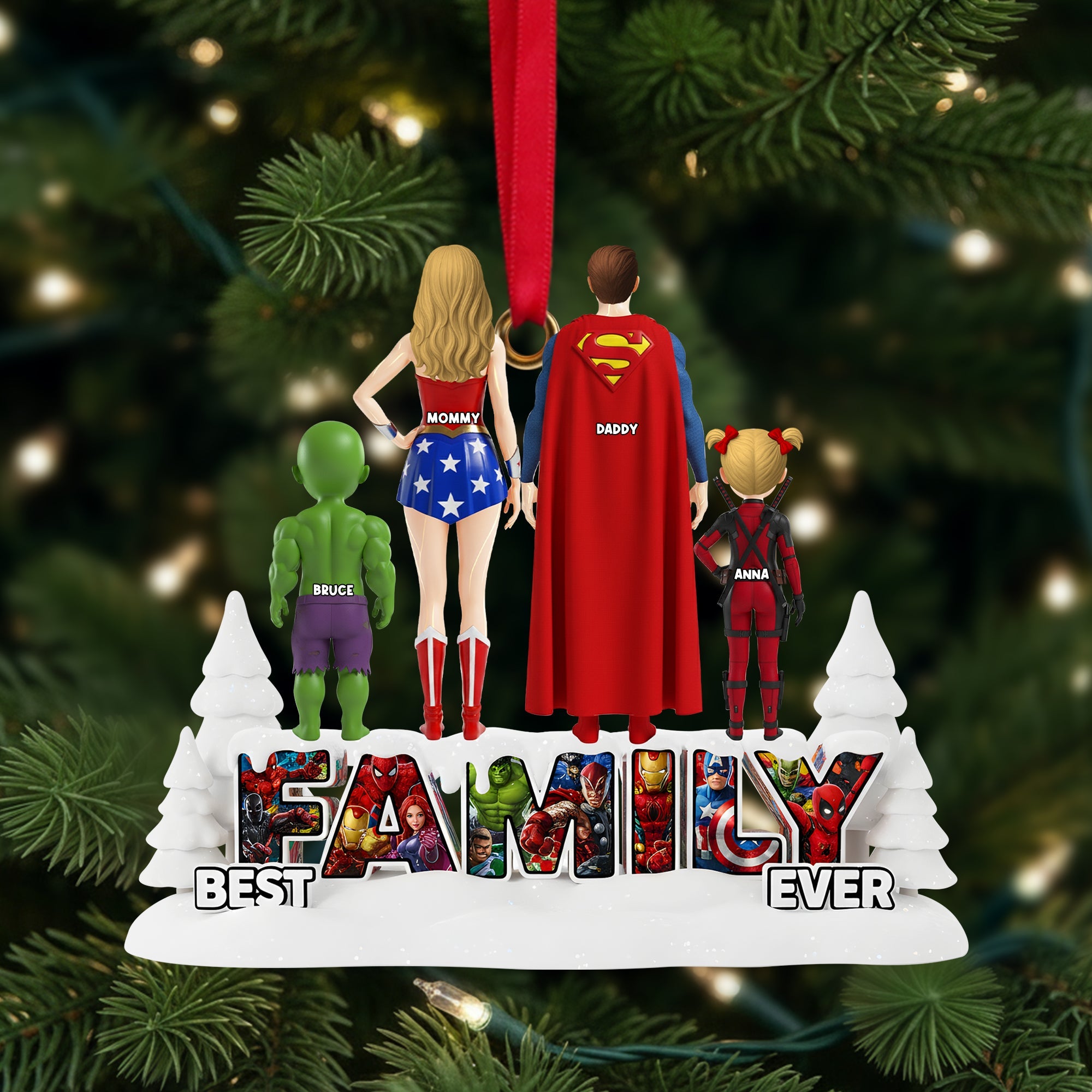 Best Family Ever Ornament - Personalized Family Gift for Loved Ones Ornament PopCulturePrints