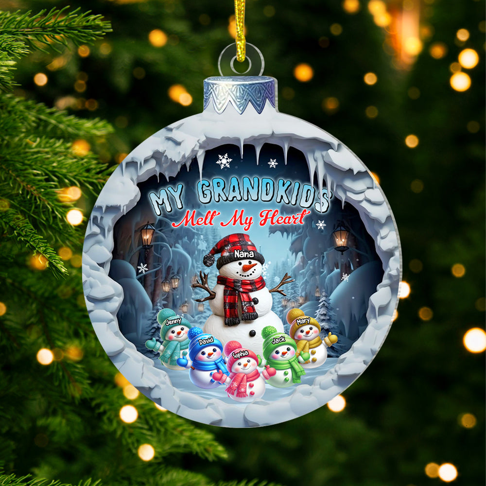 Personalized Snowman Family Christmas Ornament for Grandma