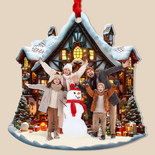 Load image into Gallery viewer, Personalized Family Photo Christmas Ornament - Cozy Winter Lodge Ornament PopCulturePrints
