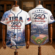 Load image into Gallery viewer, Celebrate America's 250th - Personalized Baseball Jersey for Sports Lovers
