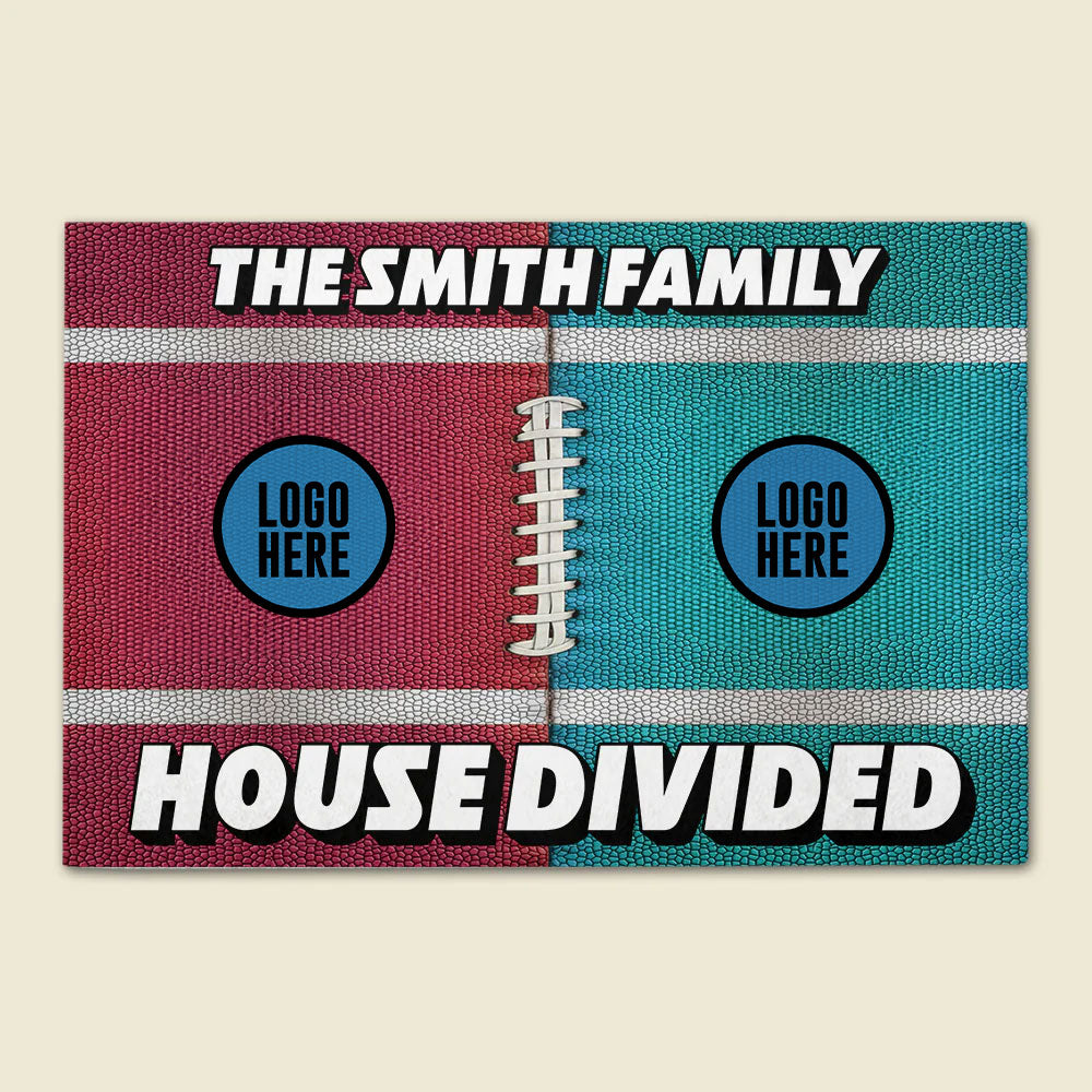 Custom Football House Divided Doormat - Personalized Team Logo Gift Doormat PopCulturePrints