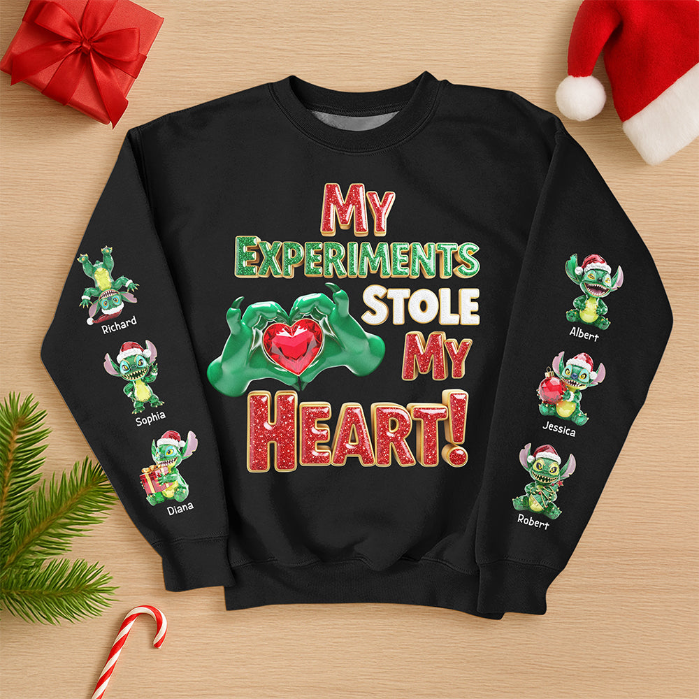 My Experiments Stole My Heart! Personalized Sweatshirt for Grandkids and Grandma AOP Products PopCulturePrints