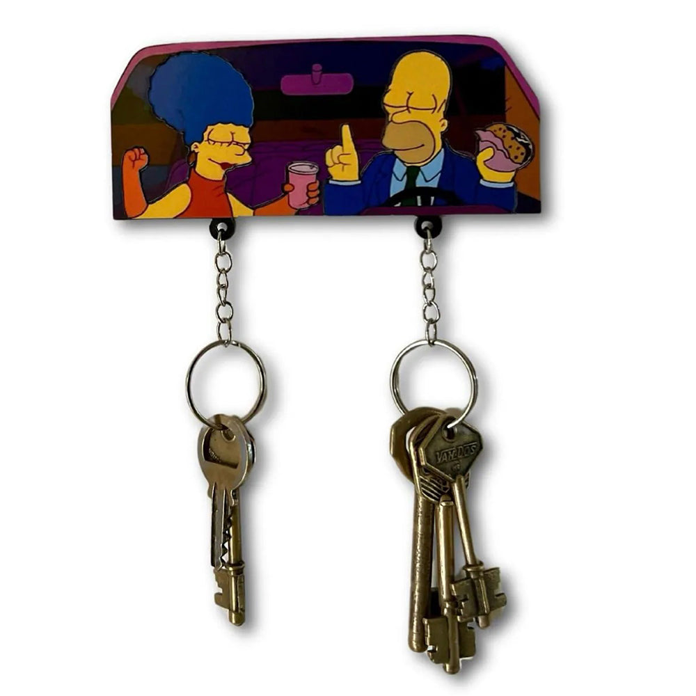 Couple Keychain Holder - Animated Family Car Scene