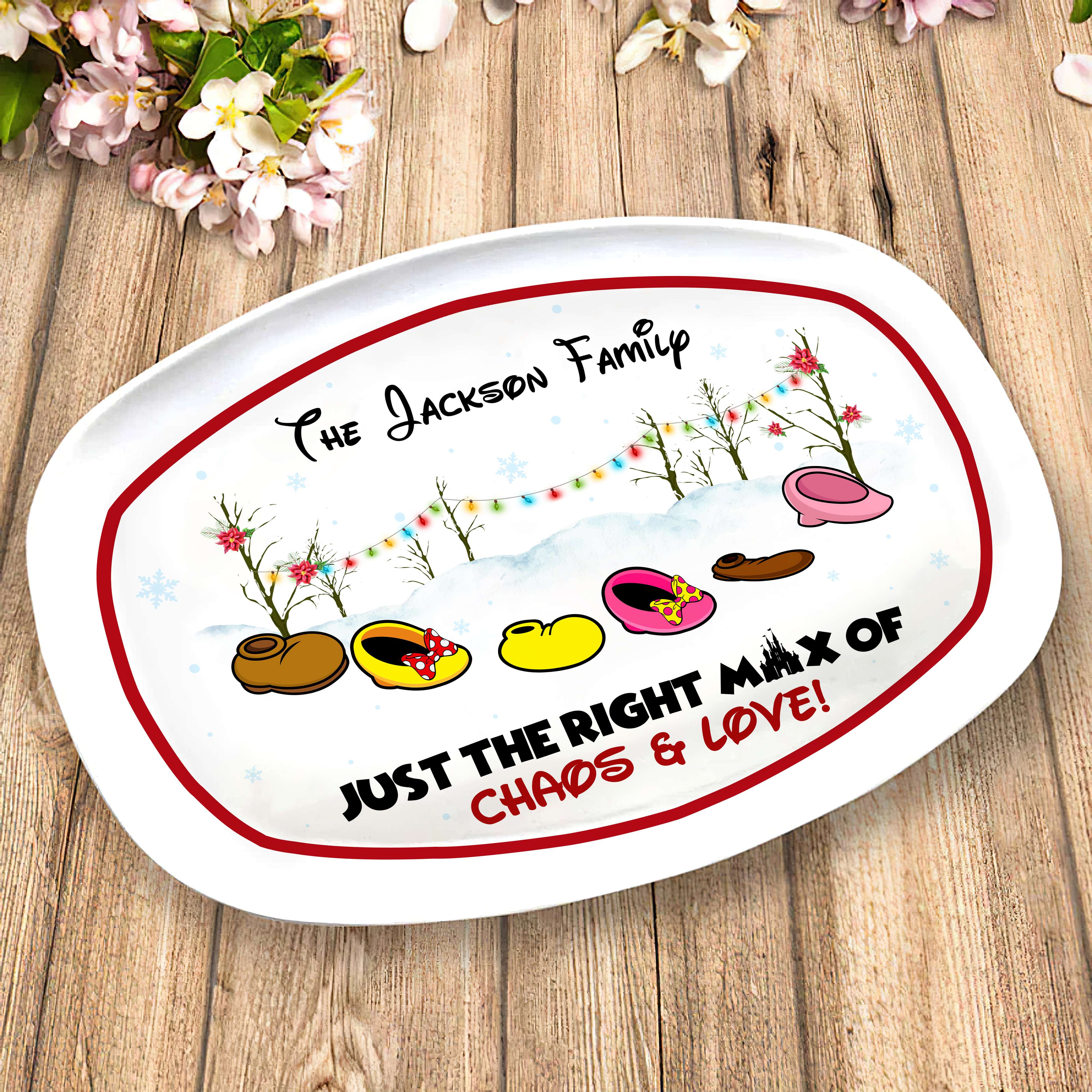 Personalized Family Resin Plate - Chaos and Love Slippers Design Resin Plate PopCulturePrints