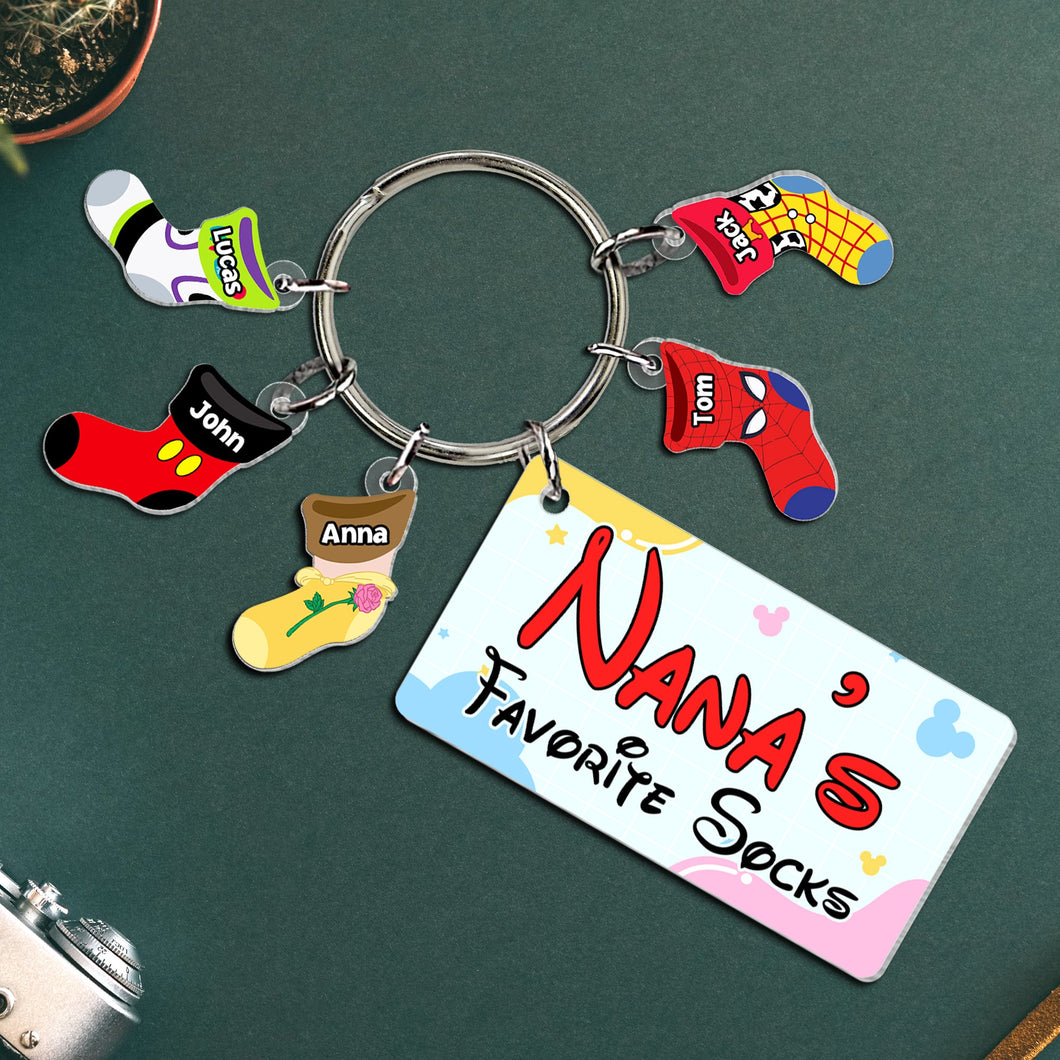 Personalized Grandma's Favorite Socks Keychain Keychains PopCulturePrints