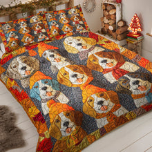 Load image into Gallery viewer, Festive Beagle Dog Quilt Bed Set for Christmas Blanket PopCulturePrints
