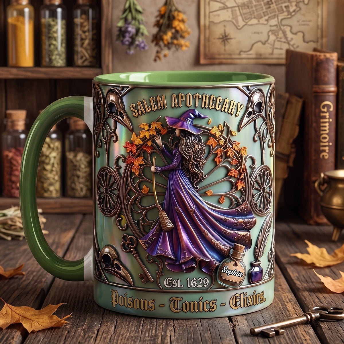 Enchant Your Day: Ancient Ancestral Witch Accent Mug - Personalized Gift for Witch Lovers
