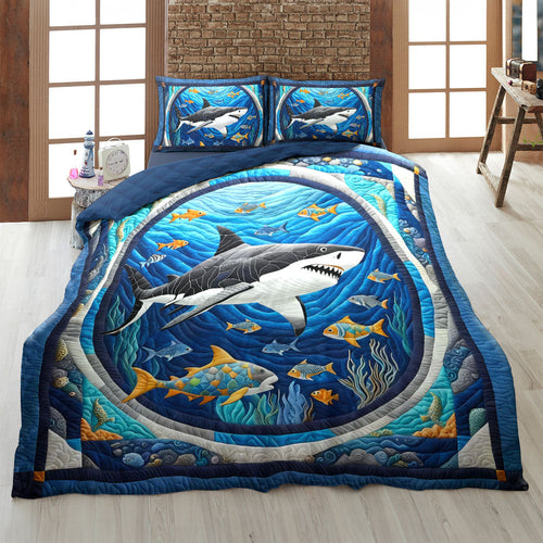 Underwater Adventure Shark Quilt Bed Set Blanket PopCulturePrints