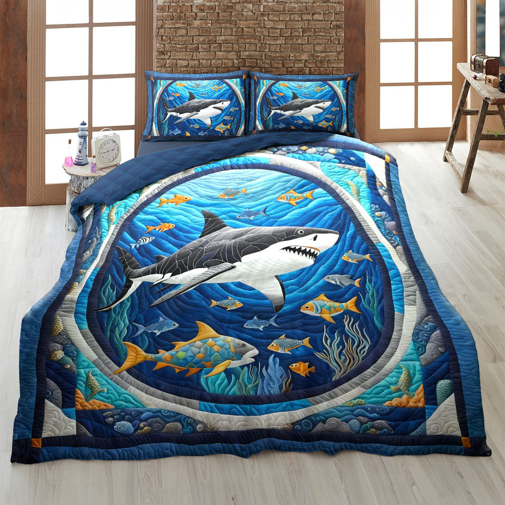 Underwater Adventure Shark Quilt Bed Set Blanket PopCulturePrints