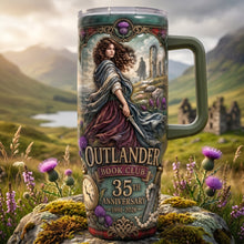 Load image into Gallery viewer, “Embrace Adventure with Every Sip!” - Fantasy Time Traveler 40oz Tumbler With Handle - Personalized Gift for Book Lovers, Travelers, and Special Occasions Tumbler Cup PopCulturePrints
