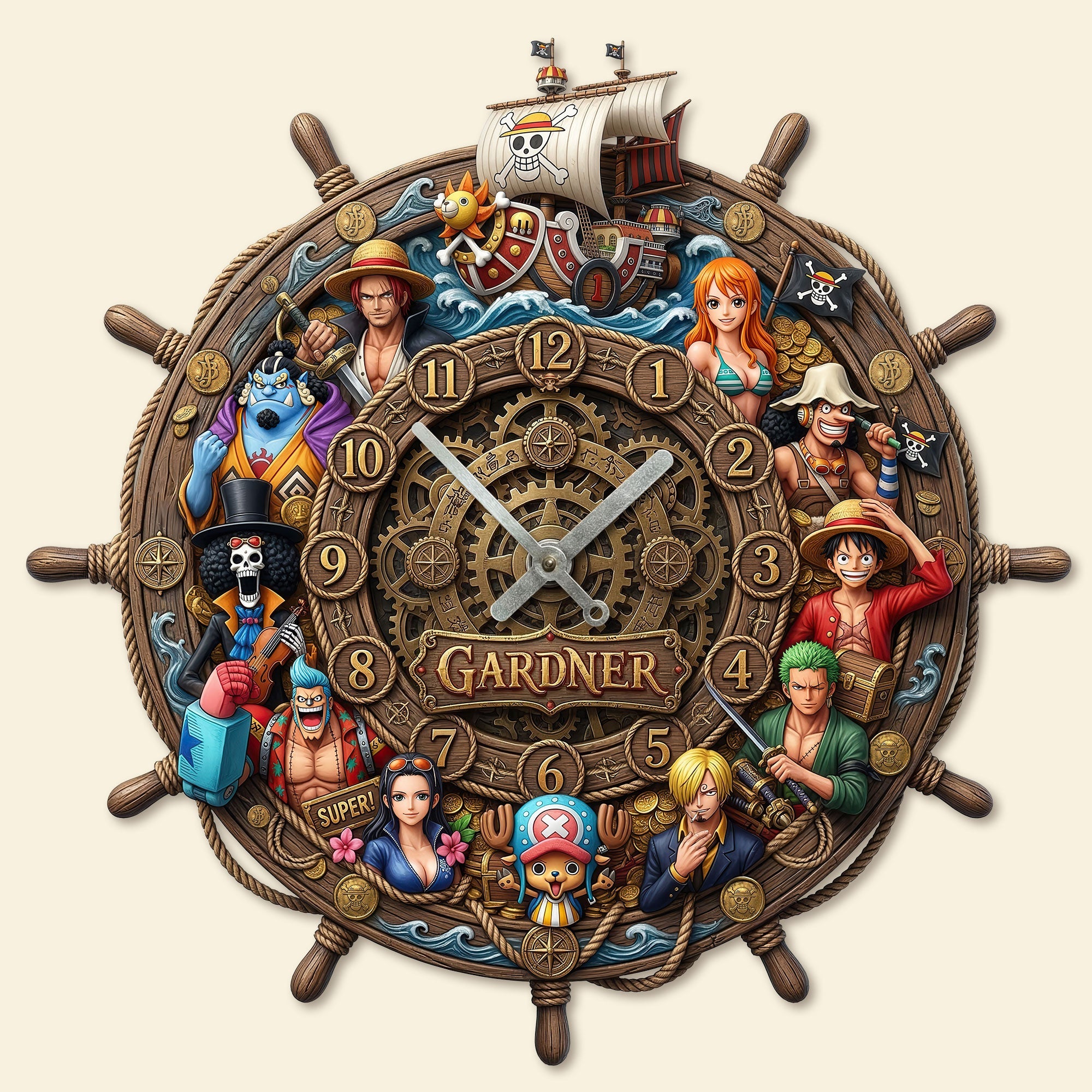 “Time to Sail Away with Your Favorite Anime!” - Anime Acrylic Hanging Wall Clock, Personalized Gift for Anime Lovers Hanging Wall Clock PopCulturePrints