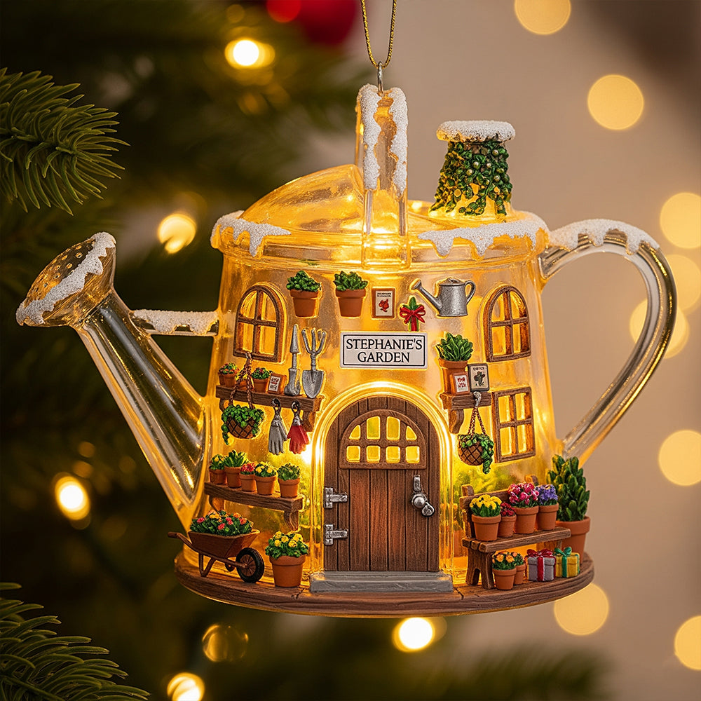 “Bringing Joy to Your Garden” - Cozy Garden House Acrylic Ornament, Personalized Custom Gift for Gardeners Ornament PopCulturePrints